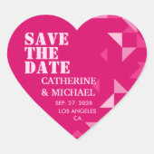 Sticker Cœur Mariage Géométrique Rose Coloré Enregistrer La Dat (Devant)