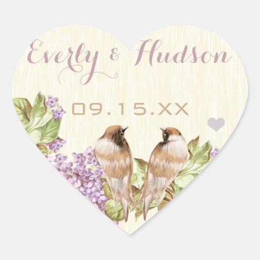 Sticker Cœur Mariage Lilac pourpre (Devant)