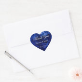 Sticker Cœur Mariage Merci Elégant Bleu Blanc (Enveloppe)