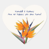 Sticker Cœur Mariage Merci Message Oiseau du paradis (Devant)