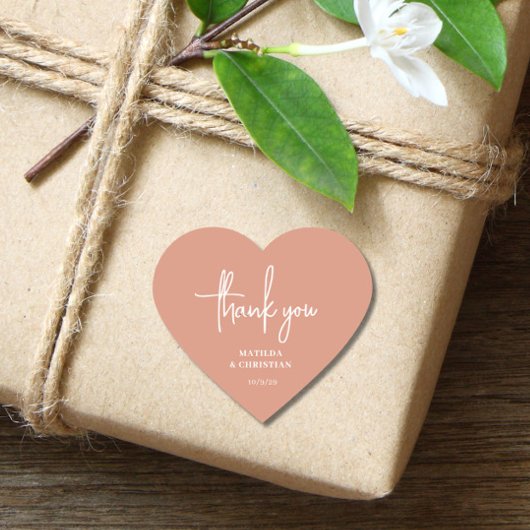 Sticker Cœur Mariage minimaliste de pêche