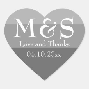 Sticker Cœur Mariage moderne gris