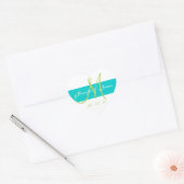 Sticker Cœur Mariage Monogramme turquoise, vert (Enveloppe)