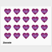 Sticker Cœur Mariage monogramme violet roses (Feuille)
