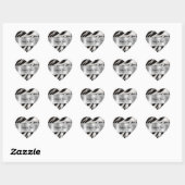 Sticker Cœur Mariage noir blanc Zebra (Feuille)