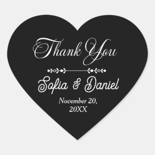Sticker Cœur Mariage noir et blanc de luxe Chic Couple artistiq