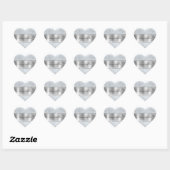 Sticker Cœur Mariage Pailleté Argenté Glitzy (Feuille)