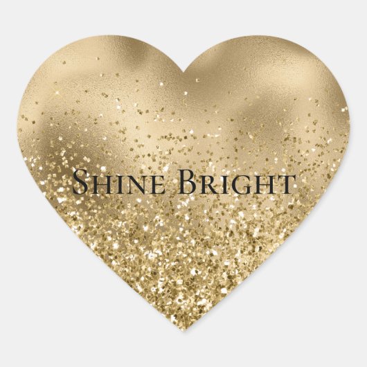 Sticker Cœur Mariage Pailleté Glamour Luxueux en Or (Devant)