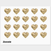 Sticker Cœur Mariage Pailleté Glamour Or Chic (Feuille)