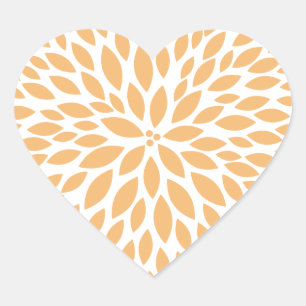 Sticker Cœur Mariage Peach Fleur Jaune Shower