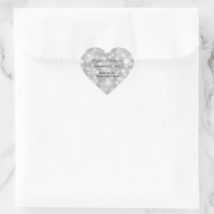 Sticker Cœur Mariage Personnalisé Argent Gris Blanc