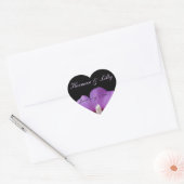 Sticker Cœur Mariage personnalisé par fleur tropicale pourpre (Enveloppe)