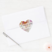 Sticker Cœur Mariage personnalisé rose et blanc (Enveloppe)