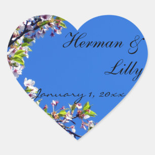 Sticker Cœur Mariage personnalisé Spring Blossoms et Blue Sky