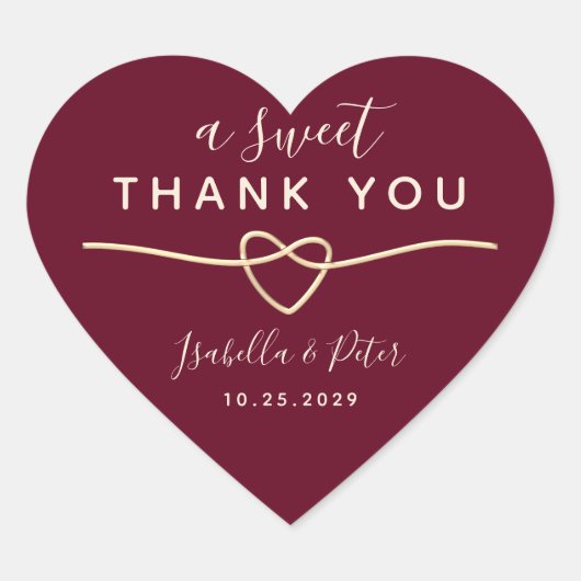 Sticker Cœur Mariage Romantique Un Doux Merci (Devant)