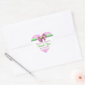 Sticker Cœur Mariage rose blanc vert merci (Enveloppe)