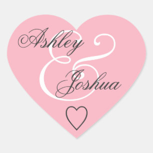 Sticker Cœur Mariage rose Enveloppe Seal Bride et Groom V02