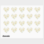 Sticker Cœur Mariage Rose Jaune (Feuille)