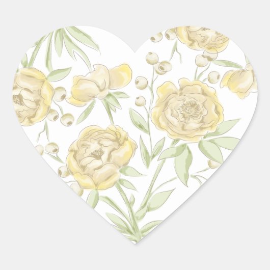 Sticker Cœur Mariage Rose Jaune (Devant)