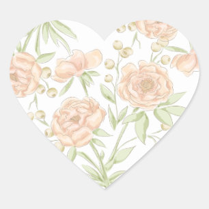 Sticker Cœur Mariage Rose Pêche
