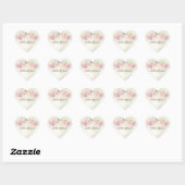 Sticker Cœur Mariage Rose romantique (Feuille)