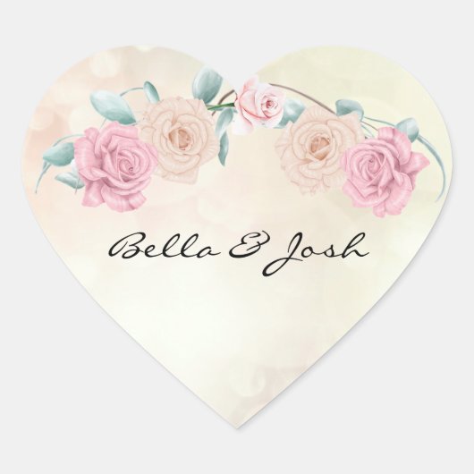 Sticker Cœur Mariage Rose romantique (Devant)
