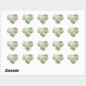Sticker Cœur Mariage Rose vintage Peach (Feuille)