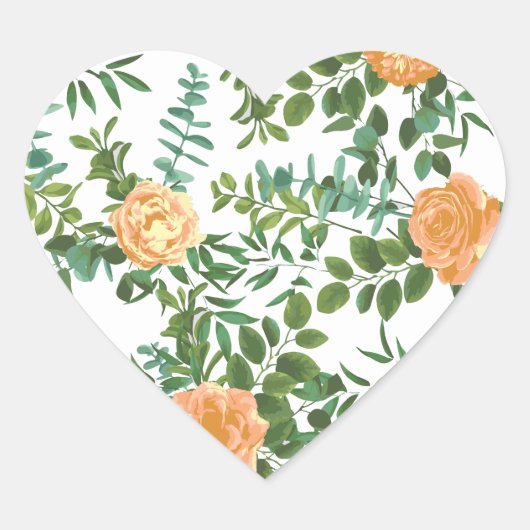 Sticker Cœur Mariage Rose vintage Peach (Devant)