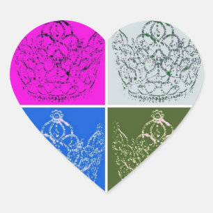 Sticker Cœur Mariage royal/Couronne
