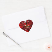 Sticker Cœur Mariage satin rouge | Personnaliser (Enveloppe)