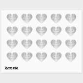 Sticker Coeur Mariage tourbillons floraux argenté (Feuille)