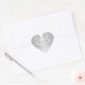 Sticker Coeur Mariage tourbillons floraux argenté (Enveloppe)