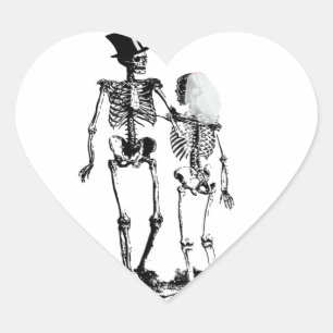 Sticker Cœur Mariage vintage Skeleton Couple