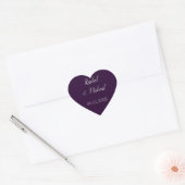 Sticker Cœur Mariage violet et argenté (Enveloppe)