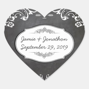 Sticker Cœur Mariages de typographie de tableau noir