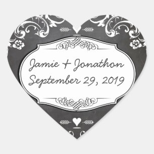 Sticker Cœur Mariages de typographie de tableau noir