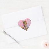 Sticker Cœur Marie Antoinette Rose chaud & Peacock (Enveloppe)