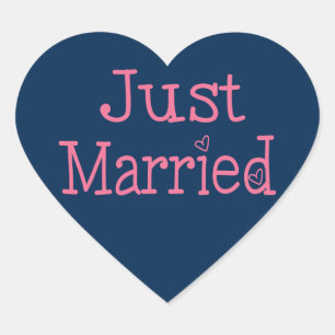 Sticker Cœur Mariés Rose Et Bleu Marine Coeur Mariage