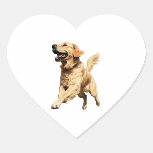 Sticker Cœur Marionnette Golden Retriever - Animaux de compagni