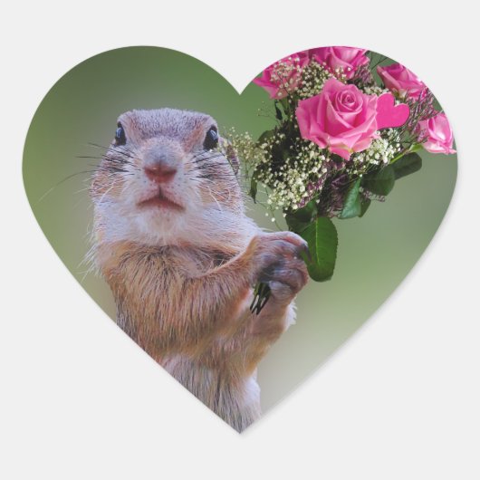 Sticker Cœur Marmot bouquet (Devant)