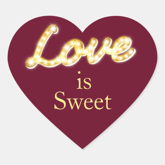 Sticker Cœur Marquee Lights Love is Sweet - marsala (Devant)