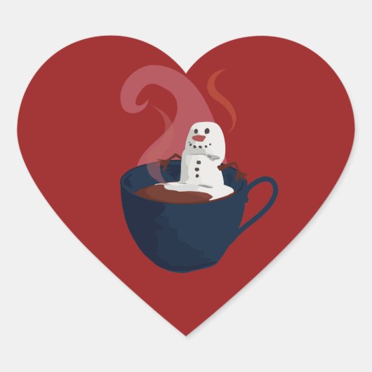 Sticker Cœur Marshmallow Snowman En Coco Chaud (Devant)