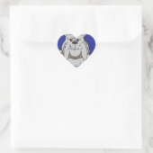 Sticker Cœur Mascotte Bulldog Sur Style Design Bleu (Sac)