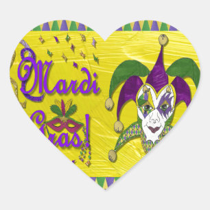 Sticker Cœur Masque de bouffon Mardi Gras Arlequin