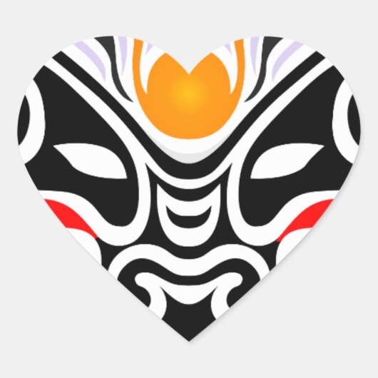 Sticker Cœur Masque de dragon tribal (Devant)