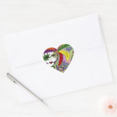 Sticker Cœur Masque de plumes de Mardi Gras psychédélique (Enveloppe)