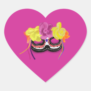 Sticker Cœur Masque Dia de Los Muertos