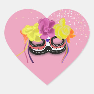 Sticker Cœur Masque Dia de Los Muertos