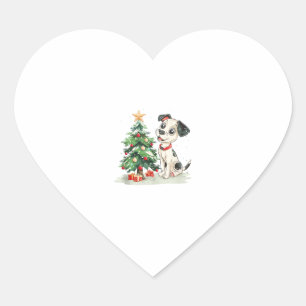 Sticker Cœur Matin de Noël drôle et costume de chien heureux