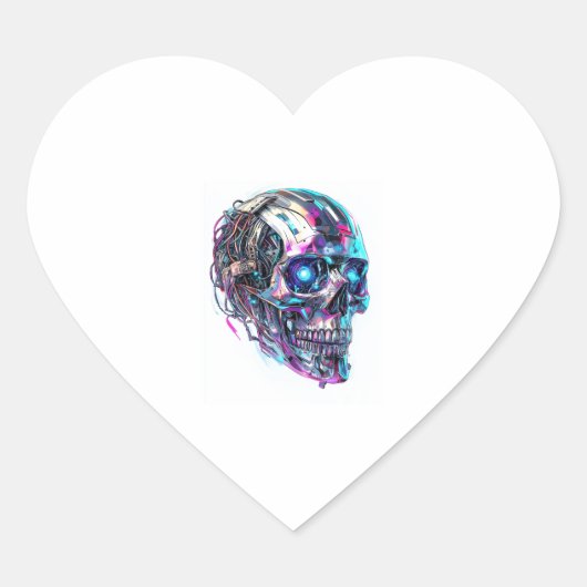 Sticker Cœur Matrice mécanique du crâne (Devant)